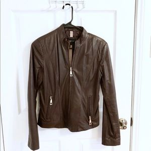 Tol & Ar brown leather jacket w/ gold zippers